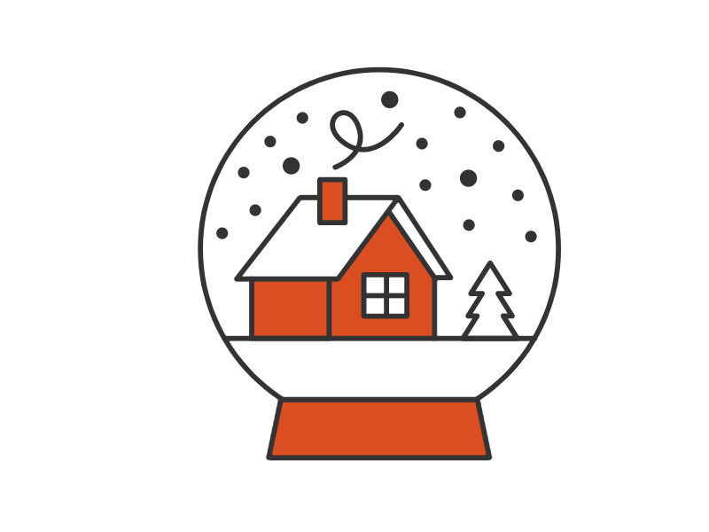A snow globe with a house in it
